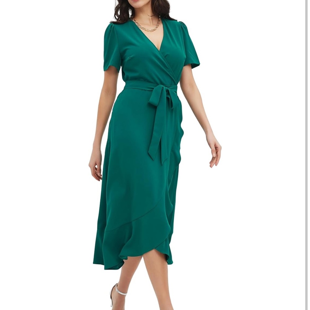 Summer Dresses for Women 2024 Women's Formal Wear Ruffle V Neck Tie Waist Ruched